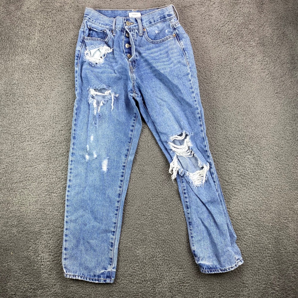 Forever 21 Women's Ripped Distressed Mom Jeans Denim‎ Blue Size 27
